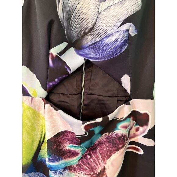 Finders Keepers Small Black Floral Last Chance Open Cut Dress 16” PTP 25” Waist - Picture 2 of 5